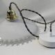 Vintage suspension lamp in white opaline with serrated edges
