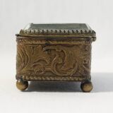 Antique jewelry box Napoleon III in brass and beveled glass