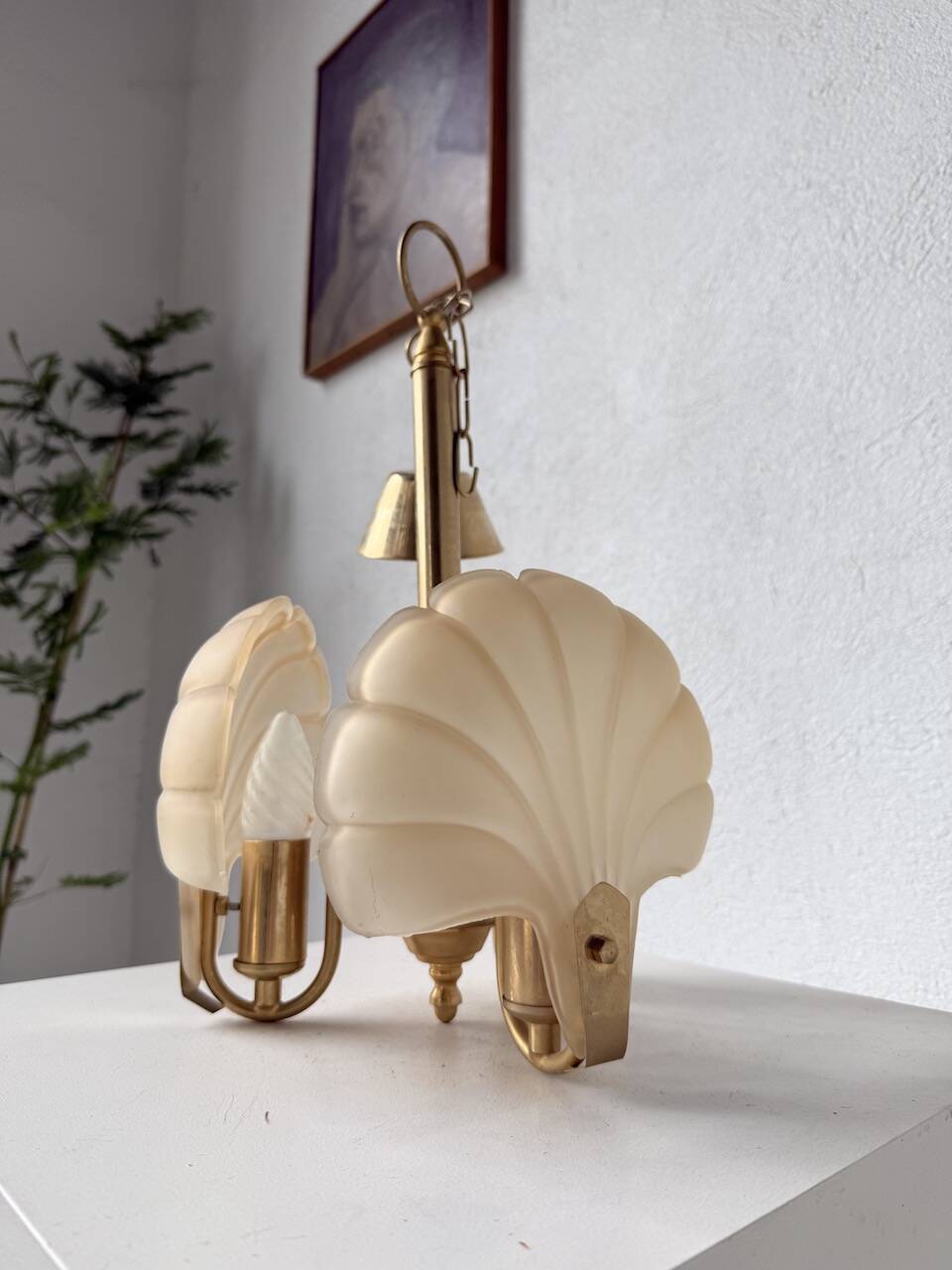 Shell and brass chandelier from the 70s