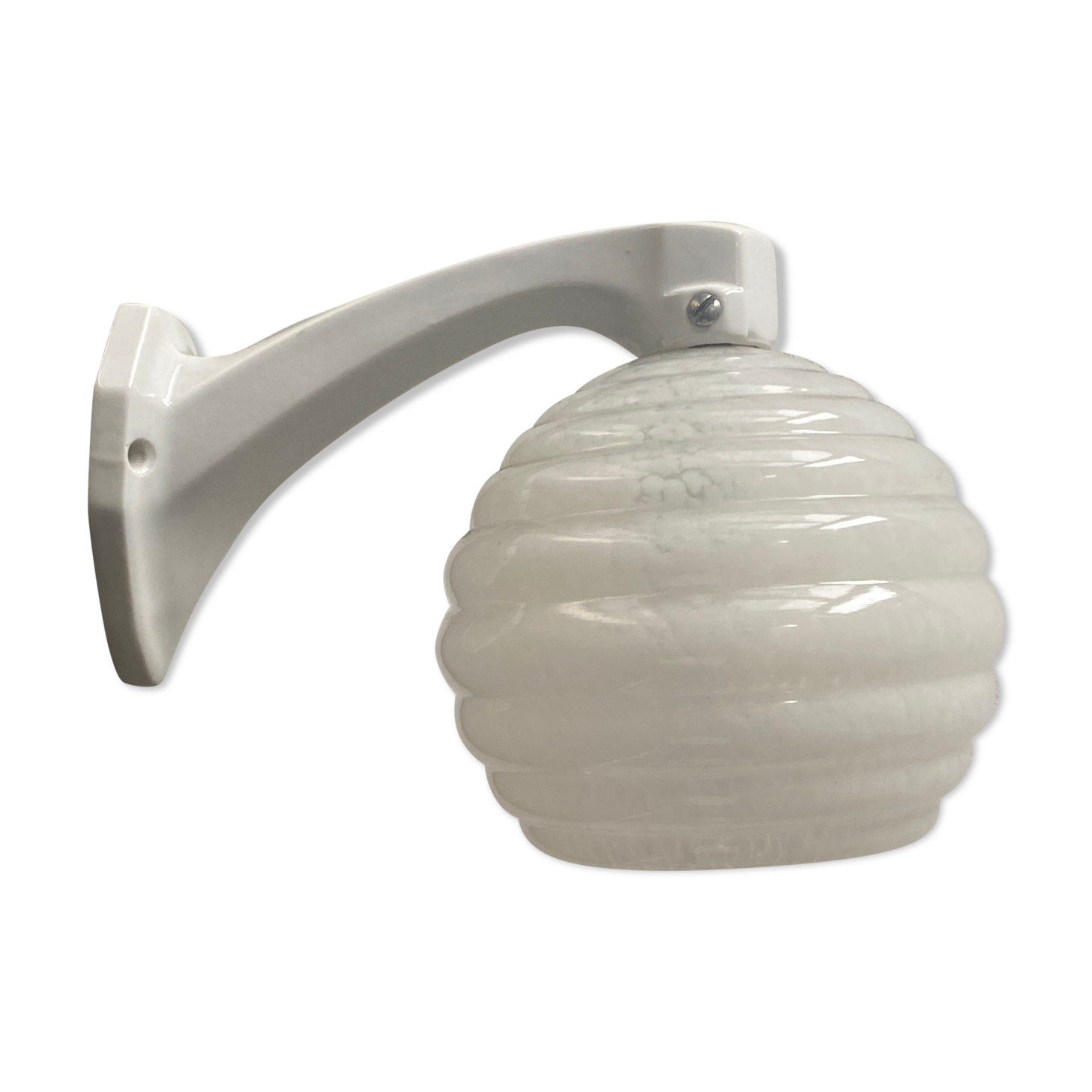 Porcelain wall lamp and vintage Clichy glass