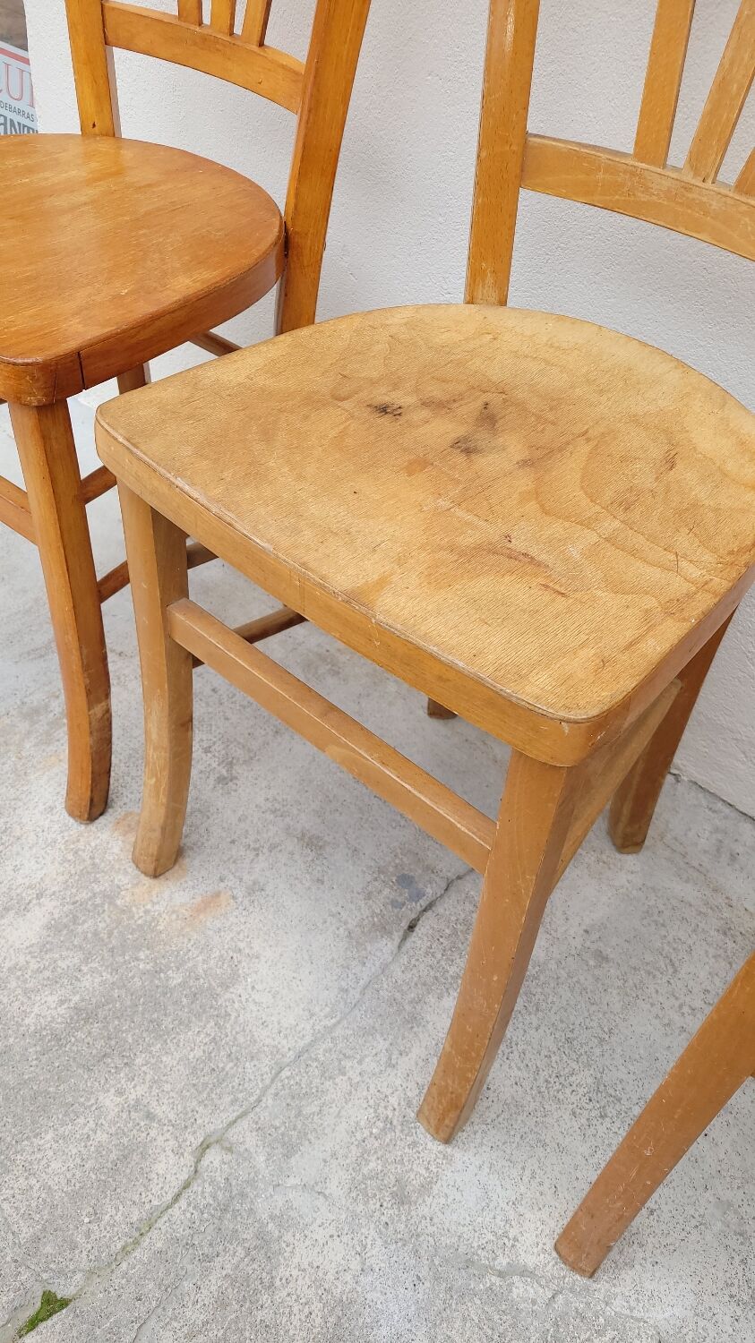 Series of 4 chairs of bistrot restaurant old 1950