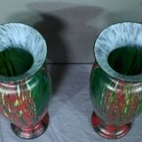 Pair of Glass Paste Vases – Mid 20th Century