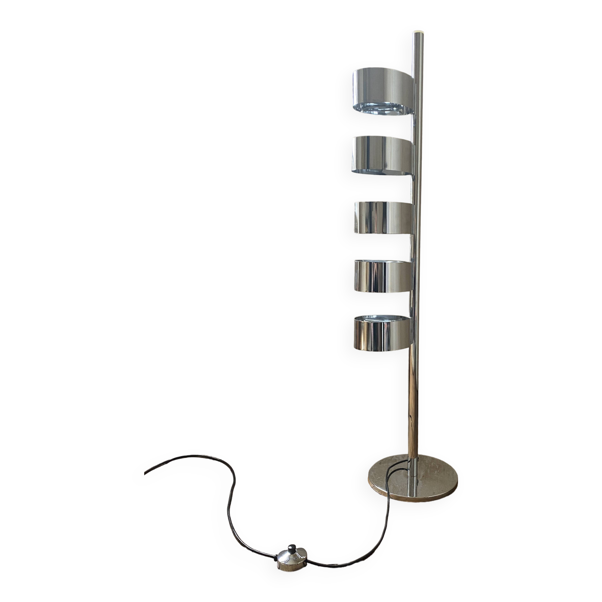 Space age floor lamp in chromed metal
