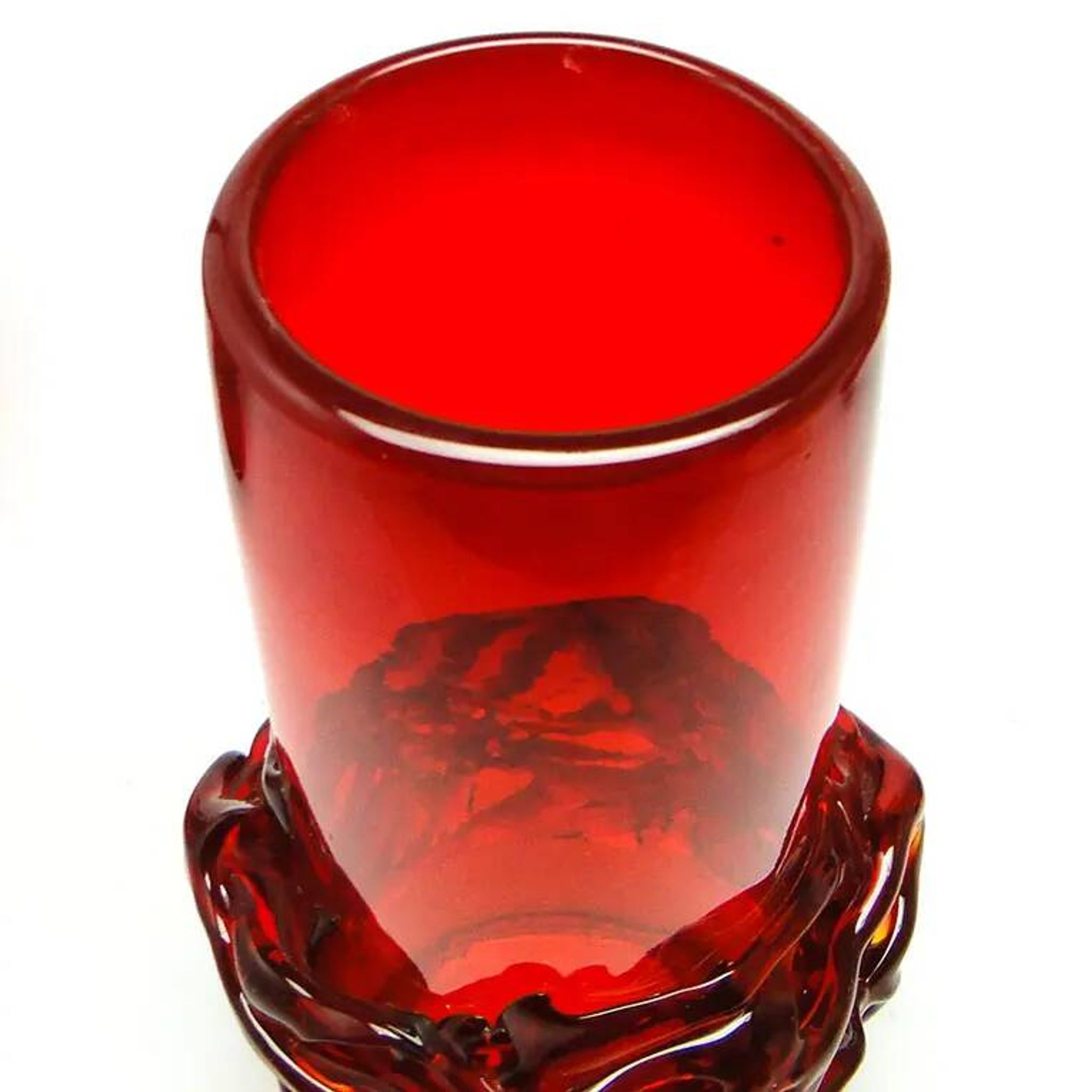 Crown of Thorns vase, red glass, designed by J. Słuczan-Orkusz, Poland, 1970s