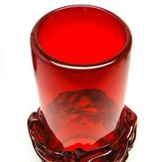 Crown of Thorns vase, red glass, designed by J. Słuczan-Orkusz, Poland, 1970s