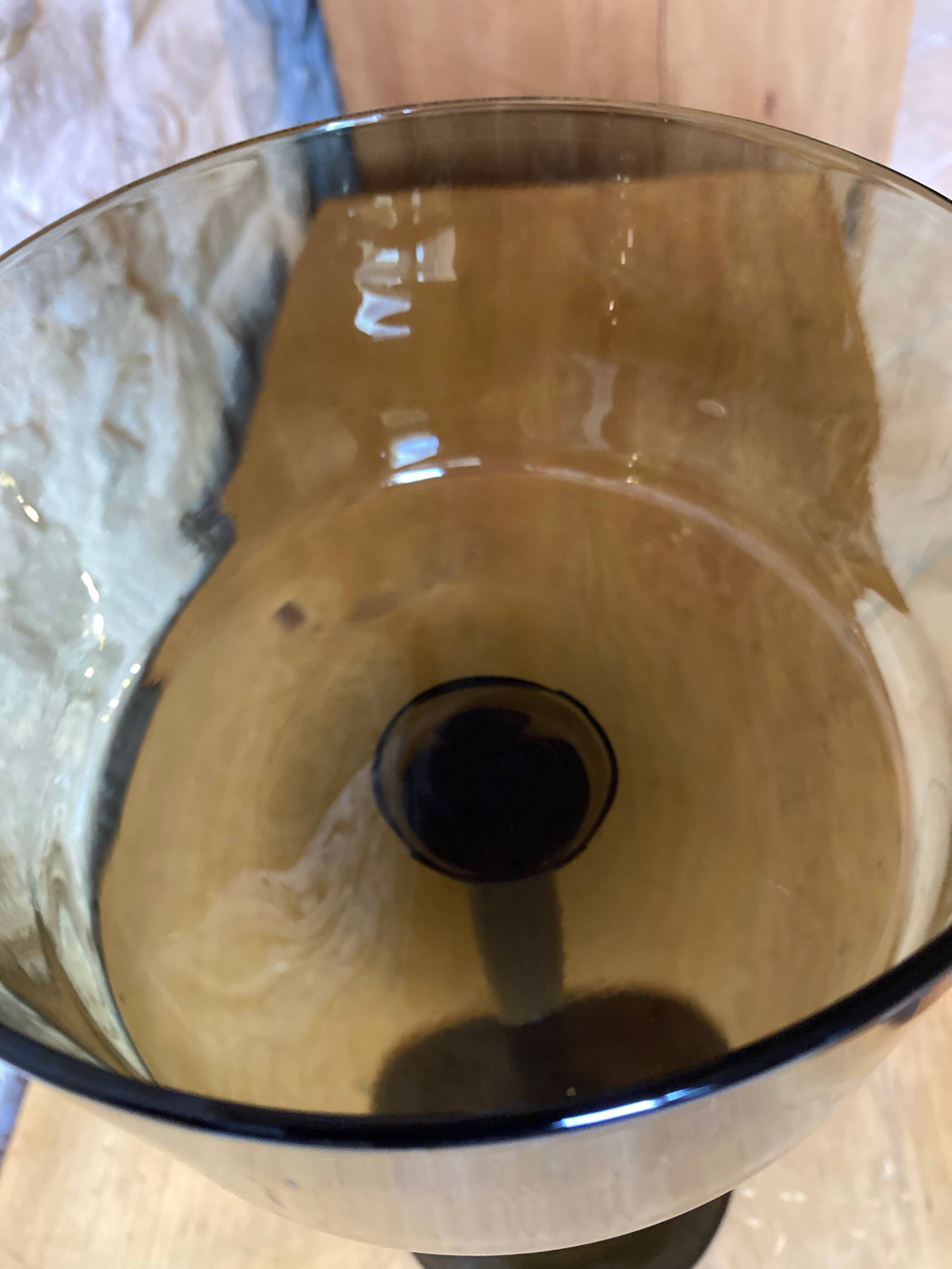 Large bowl in moss green tinted blown glass