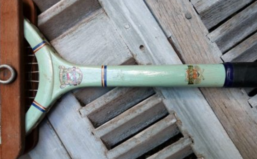 Old wooden tennis racket