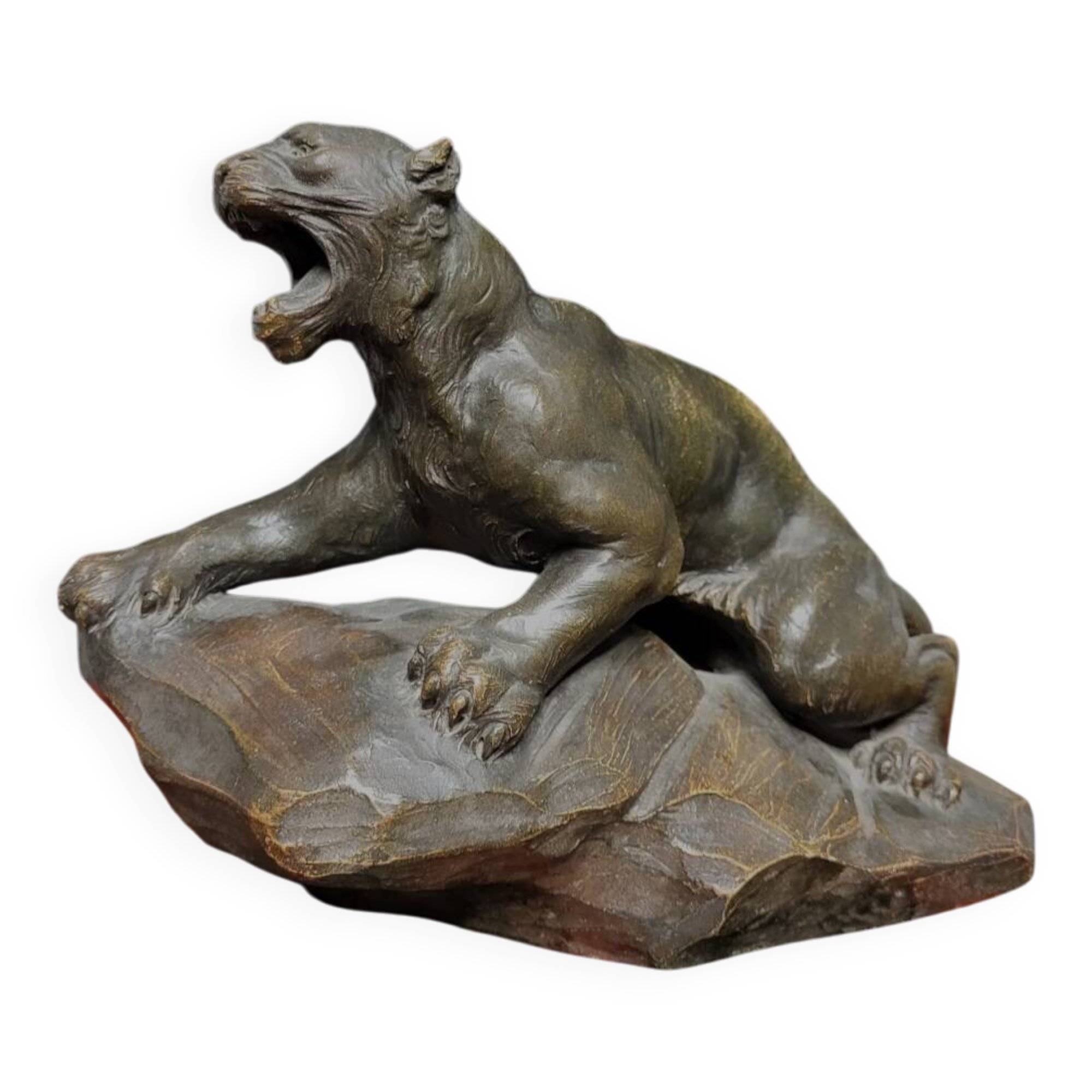 Keramieken beeld tijger, période Art déco, conçu par A. Fagotto