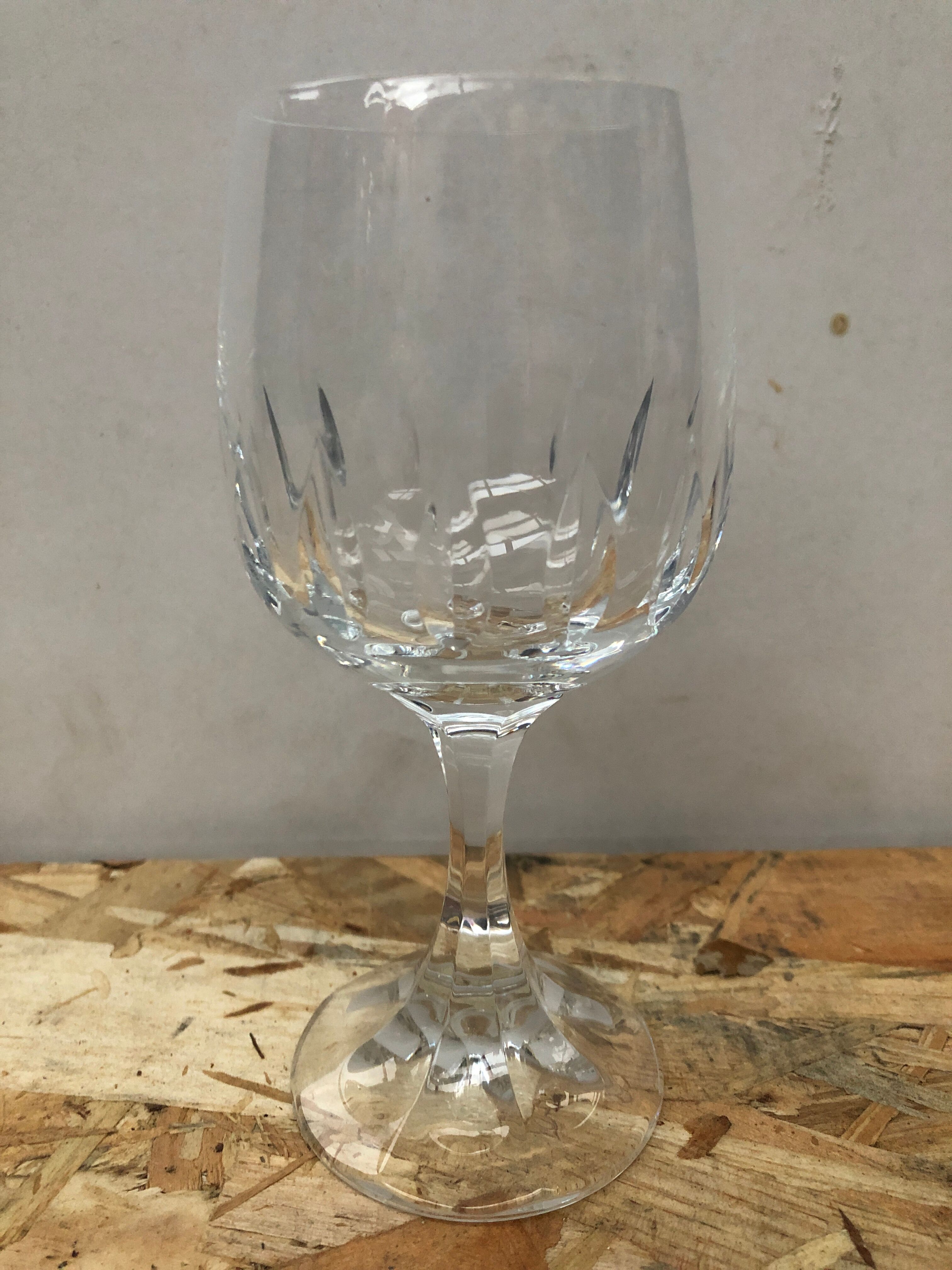 Set of 6 vintage 20th century cut crystal stemmed glasses