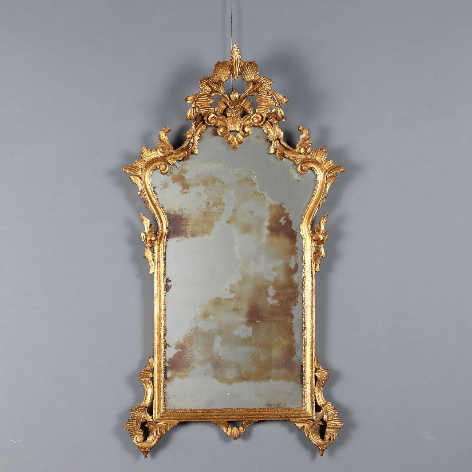 Antique baroque-style wooden mirror Italy 20th century