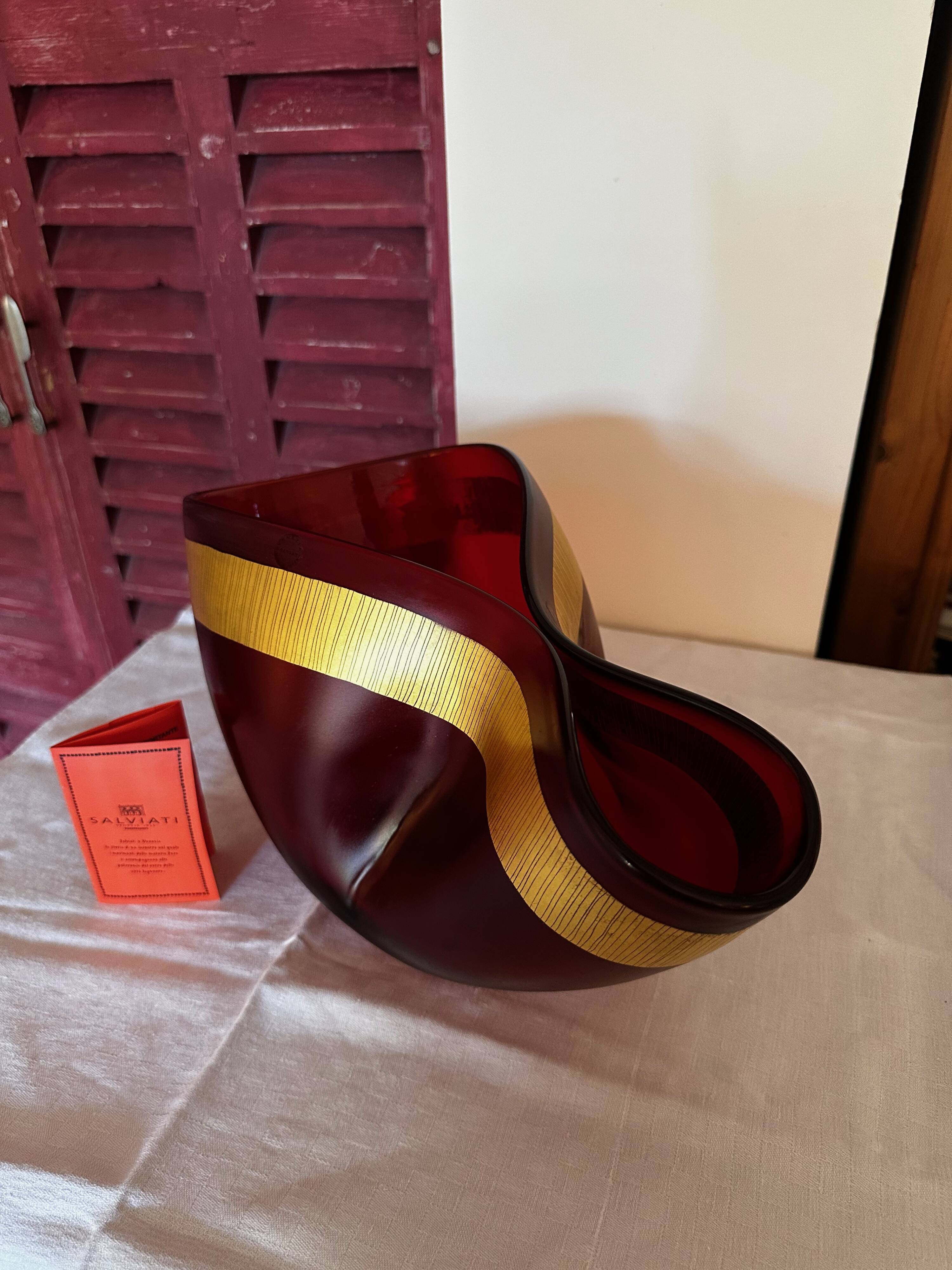 Sublime cup signed salviati murano, vintage model "pizzicati" 36 cm