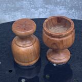 3 wooden egg cups, vintage