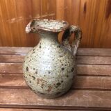 Old vintage brown stoneware pitcher