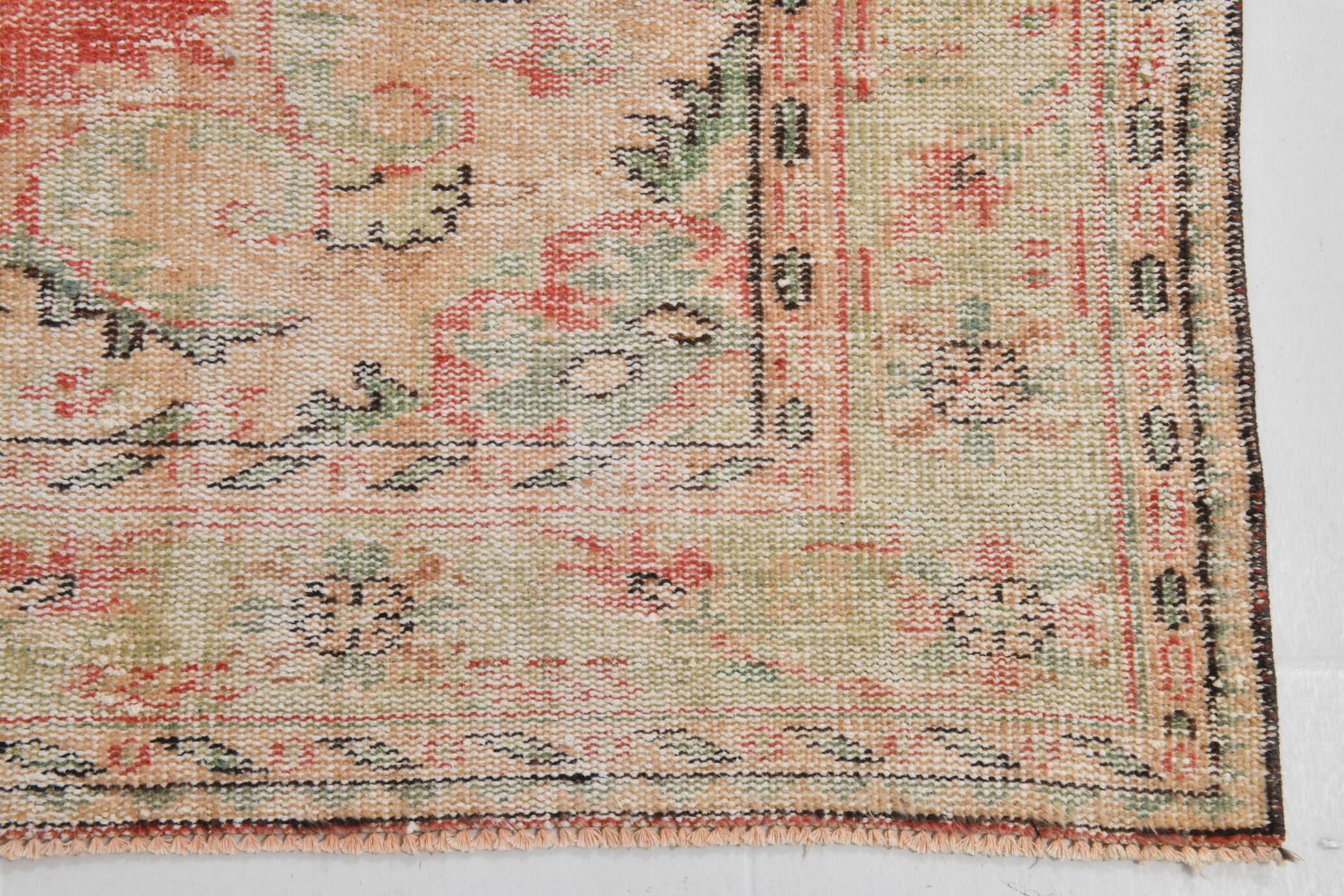 Red & cream oriental turkish vintage rug