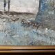 Painting by louis burnett, animated scene in montmartre, paris vintage 1950