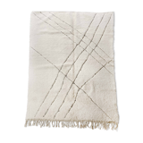 Moroccan Berber carpet blessed ouarain ecru with black patterns engraved 304x205cm