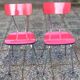 4 red formica chairs