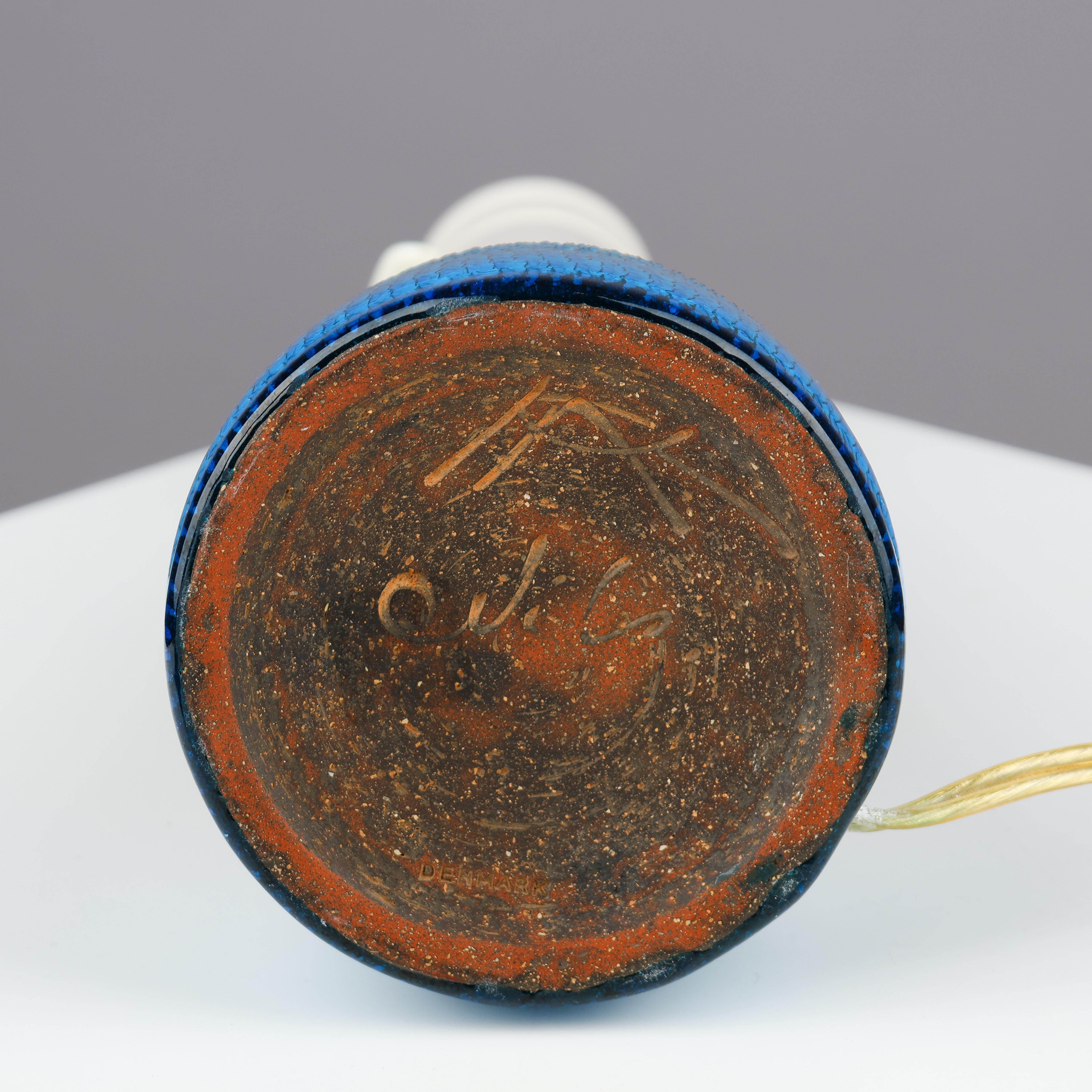 Nils Kahler ceramic table lamp by Herman A. Kähler, Denmark, 1960 signed.