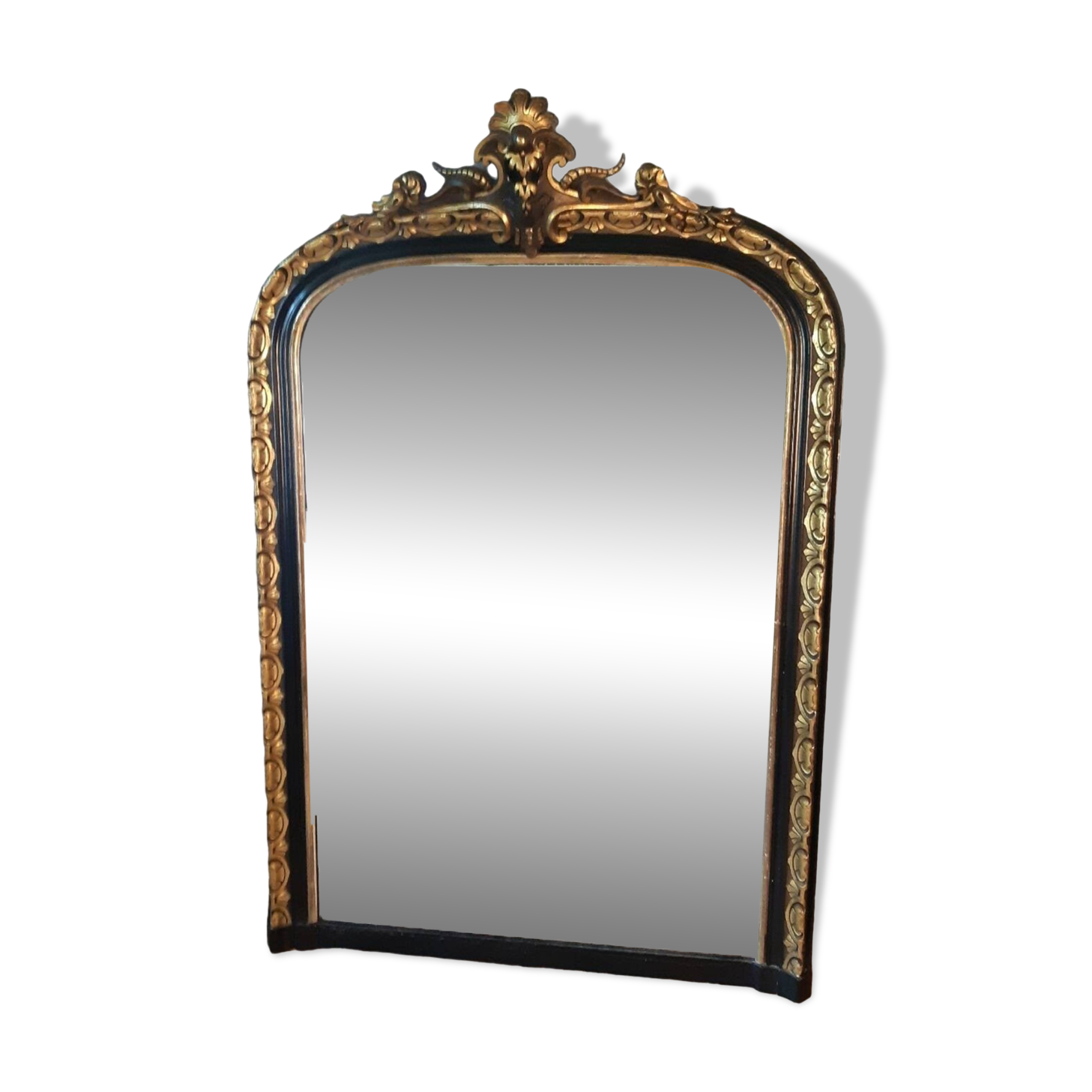Large black and gold Napoleon III mirror 148X98