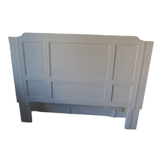 Headboard for a bed of 160 patinated pearl gray waxed finish.