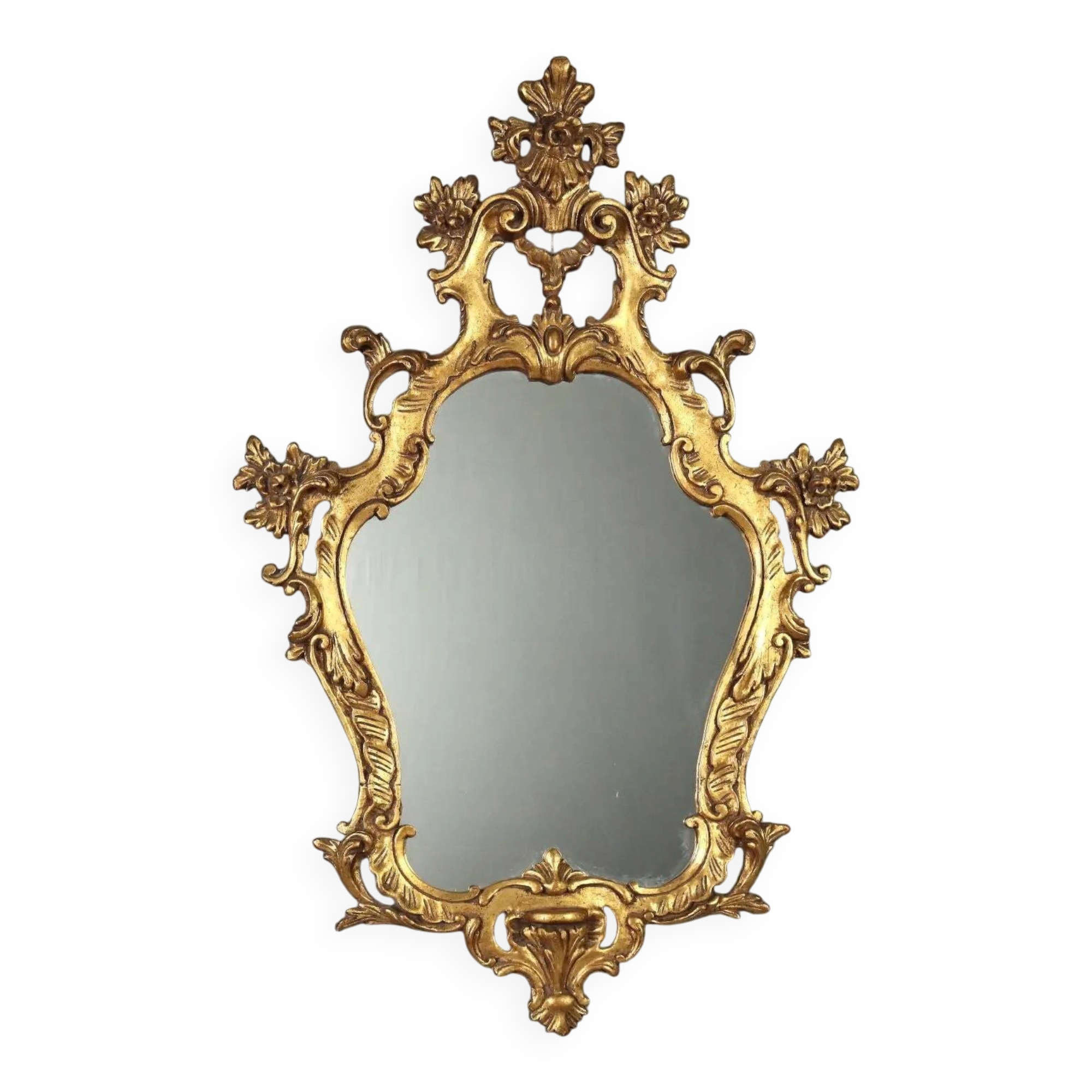 Antique baroque-style mirror in gilded wood, Italy, 20th century