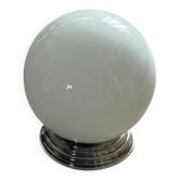 Plafonnier ou applique globe en verre opaline blanc 20 cm rosace inox