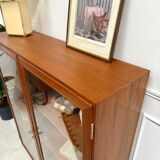 Teak glass bookcase