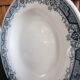 6 old mismatched deep plates Terre de Fer, glass and blue colors