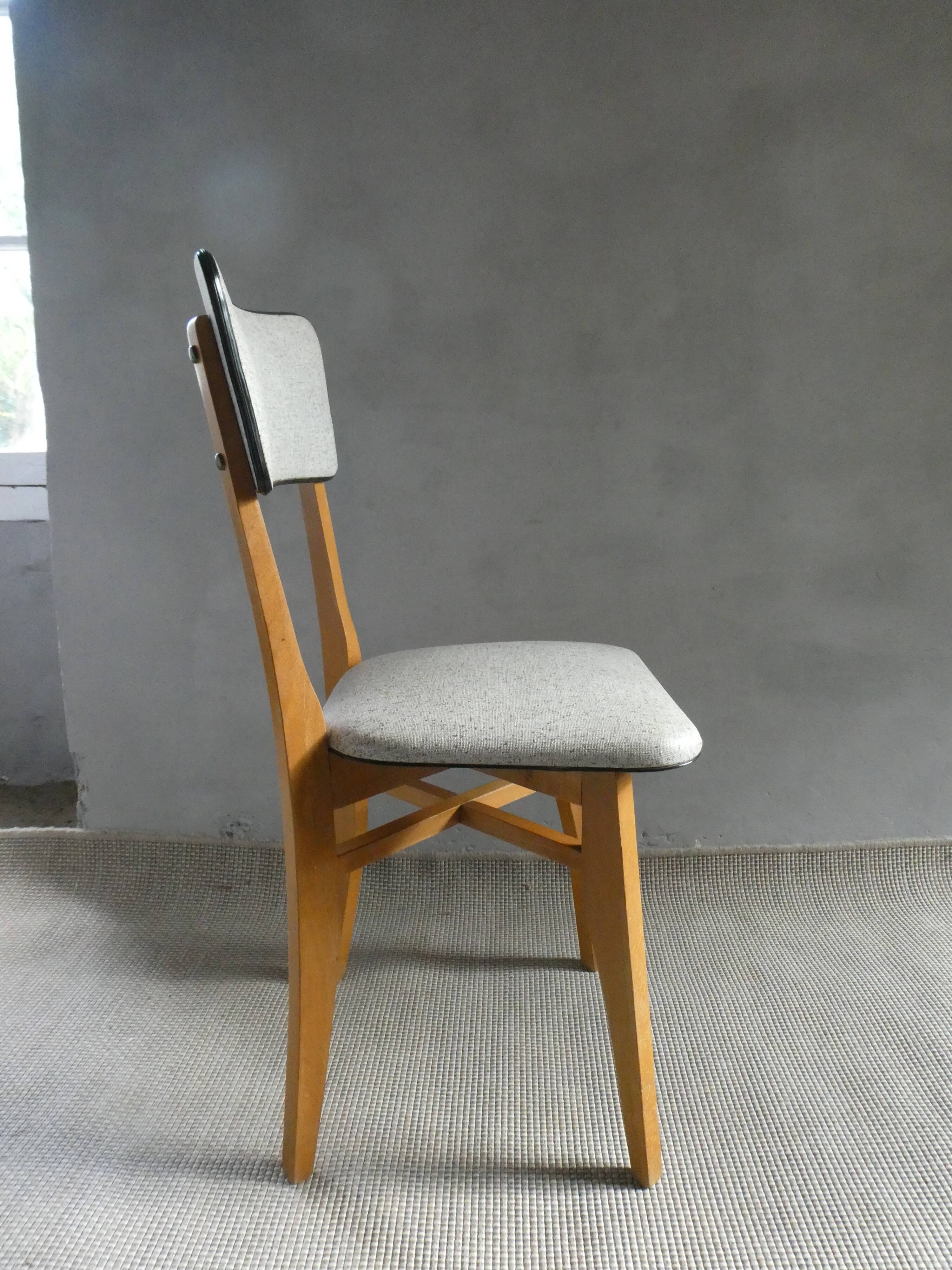 60s bistro chair, in wood and imitation leather