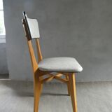 60s bistro chair, in wood and imitation leather