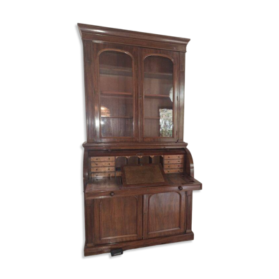 Bureau, scriban anglais avec bibliothèque vitrée