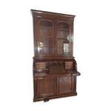 Desk, English writing desk with glass-fronted bookcase