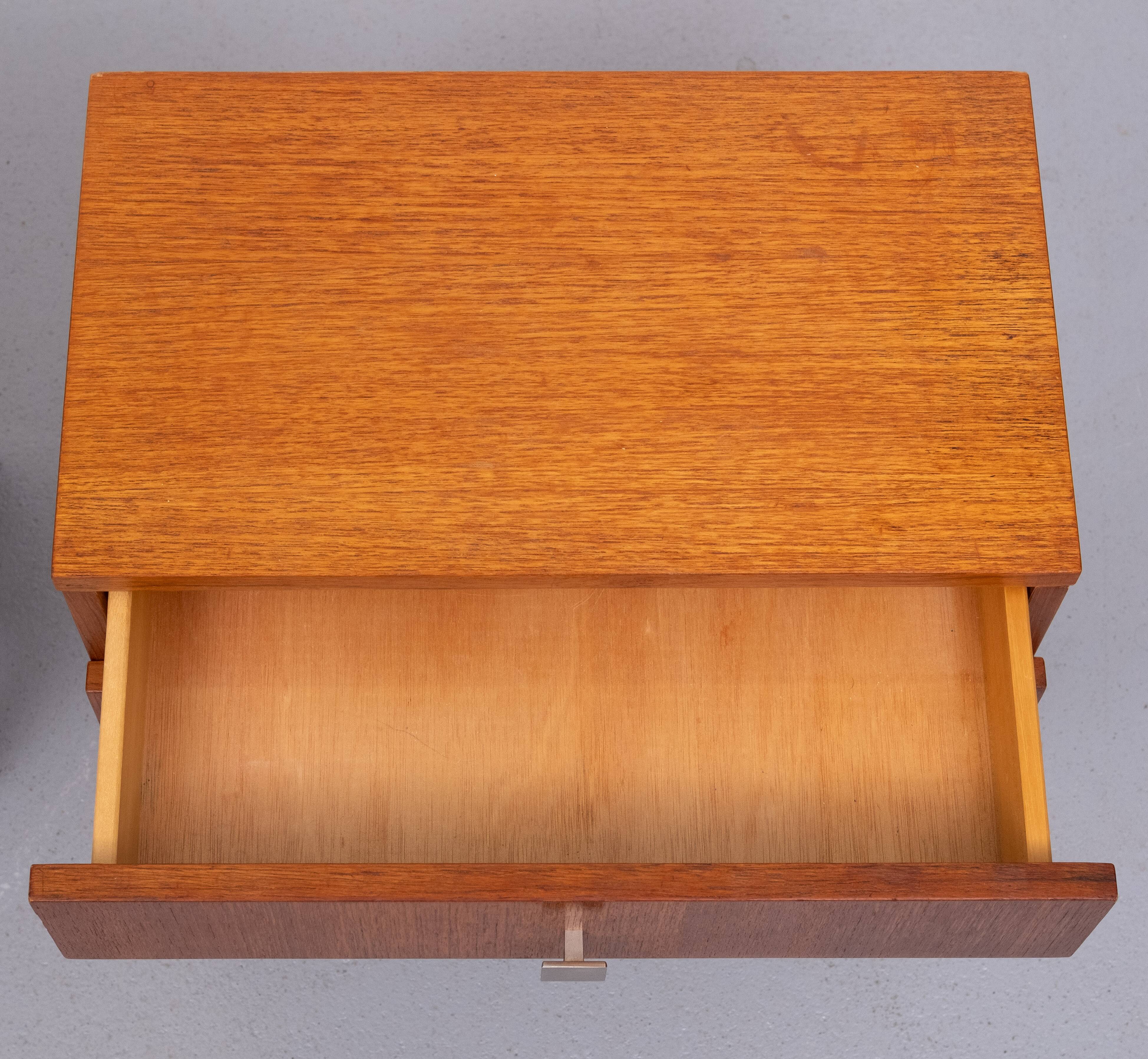 Pair of Meurop teak bedside tables 1960 Belgium
