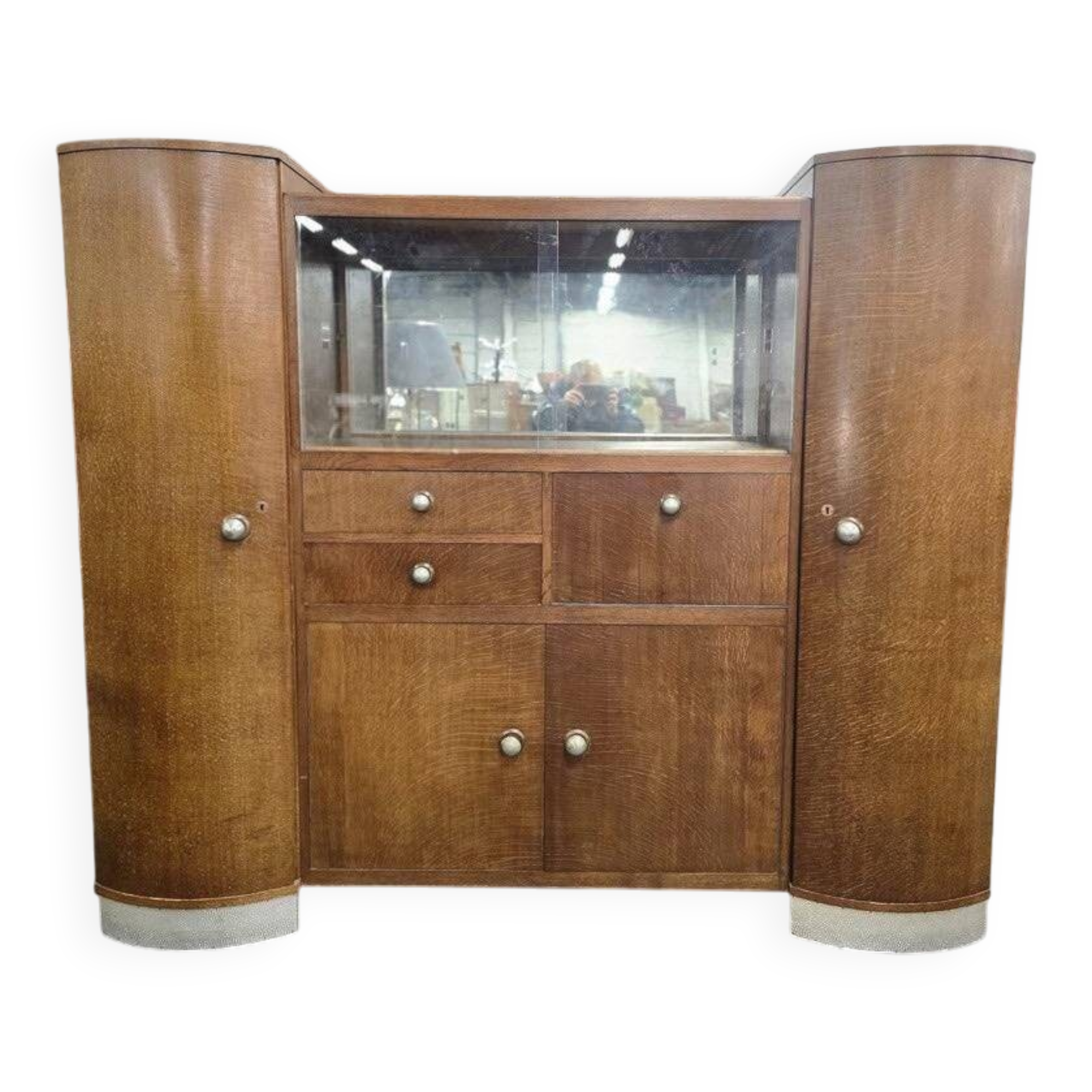 vintage XL art déco grande armoire en bois / bar / vitrine