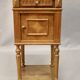 Antique bedside table in marble and wood, 1 drawer.