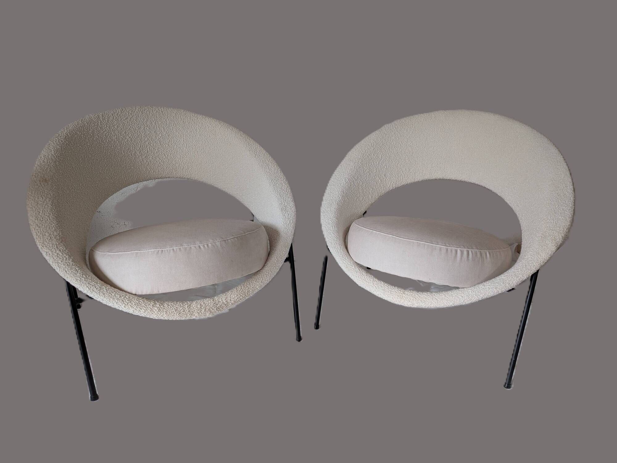 Pair of Saturn armchairs by Geneviève Dangles and Christian Defrance.