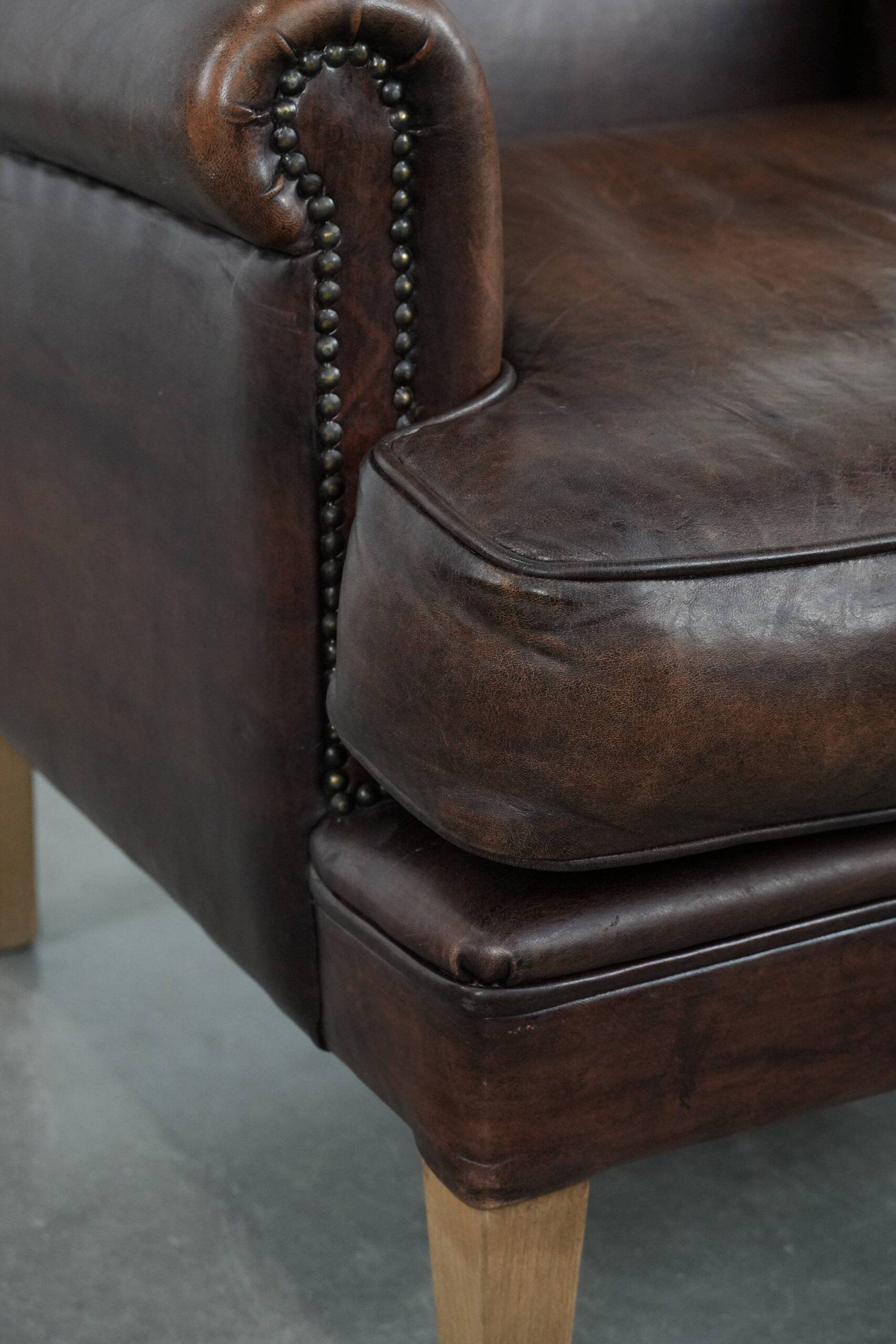 Beautiful Characterful Sheep Leather Armchair with a Deep Colour