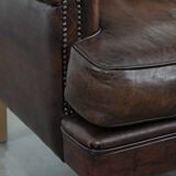Beautiful Characterful Sheep Leather Armchair with a Deep Colour
