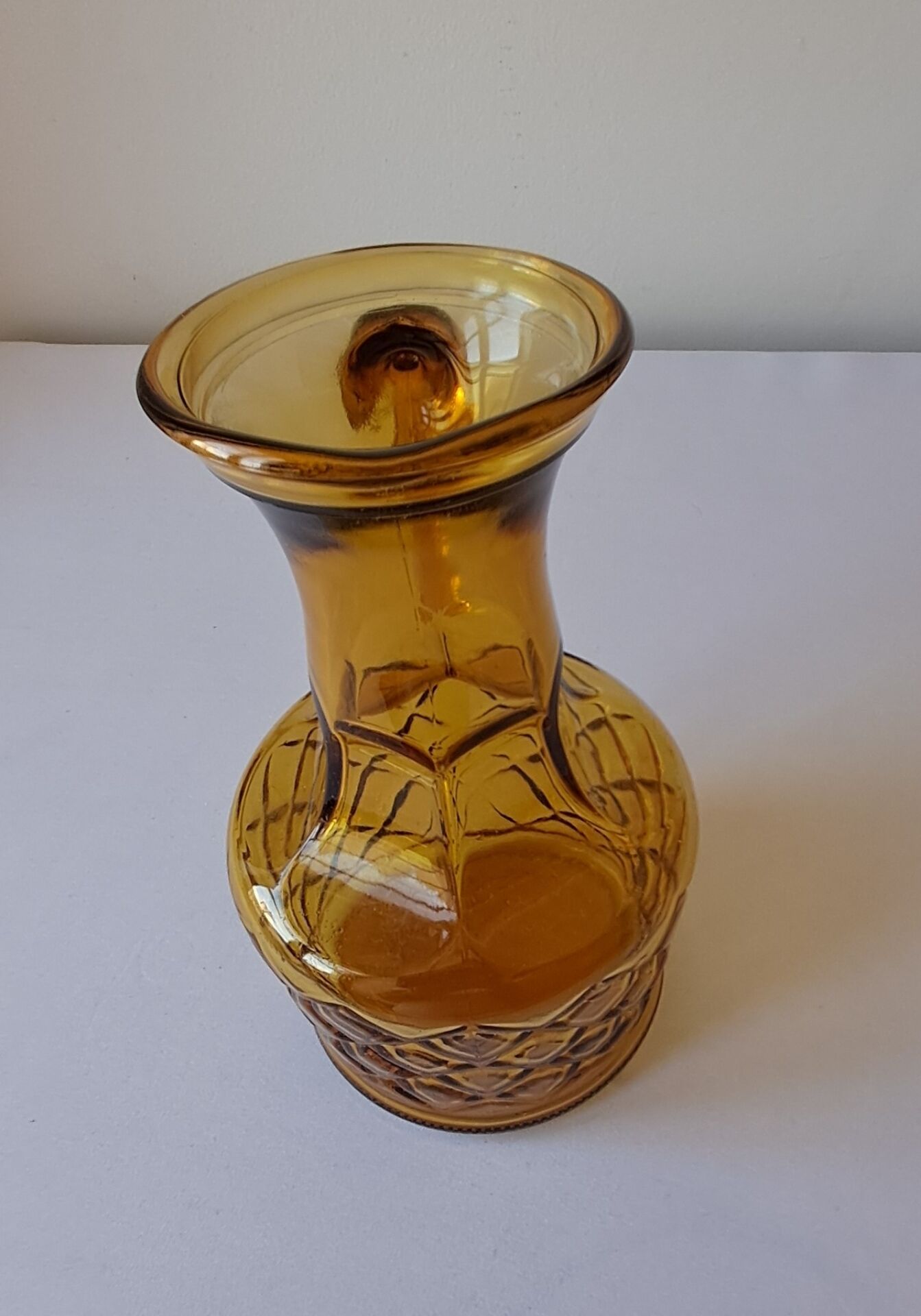 Amber glass carafe, brutalist style, Italy, 1970s.