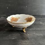 Pair of tripod bowls in gilded Limoges porcelain.