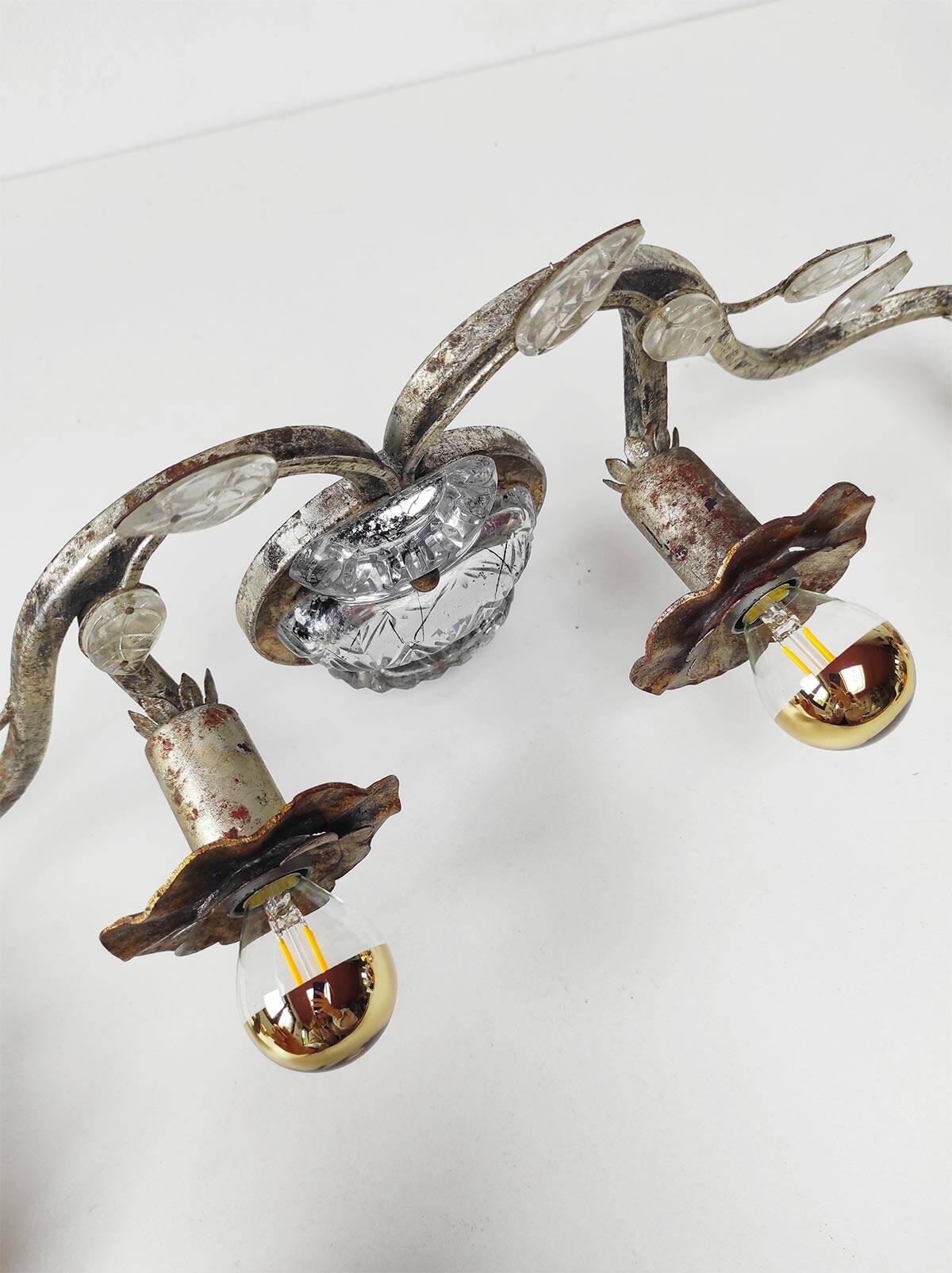 Vintage silver metal wall light.