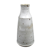 Vase en grès à décor moucheté brun sur fond gris - Forme de bouteille - Vers 1970 - Signé