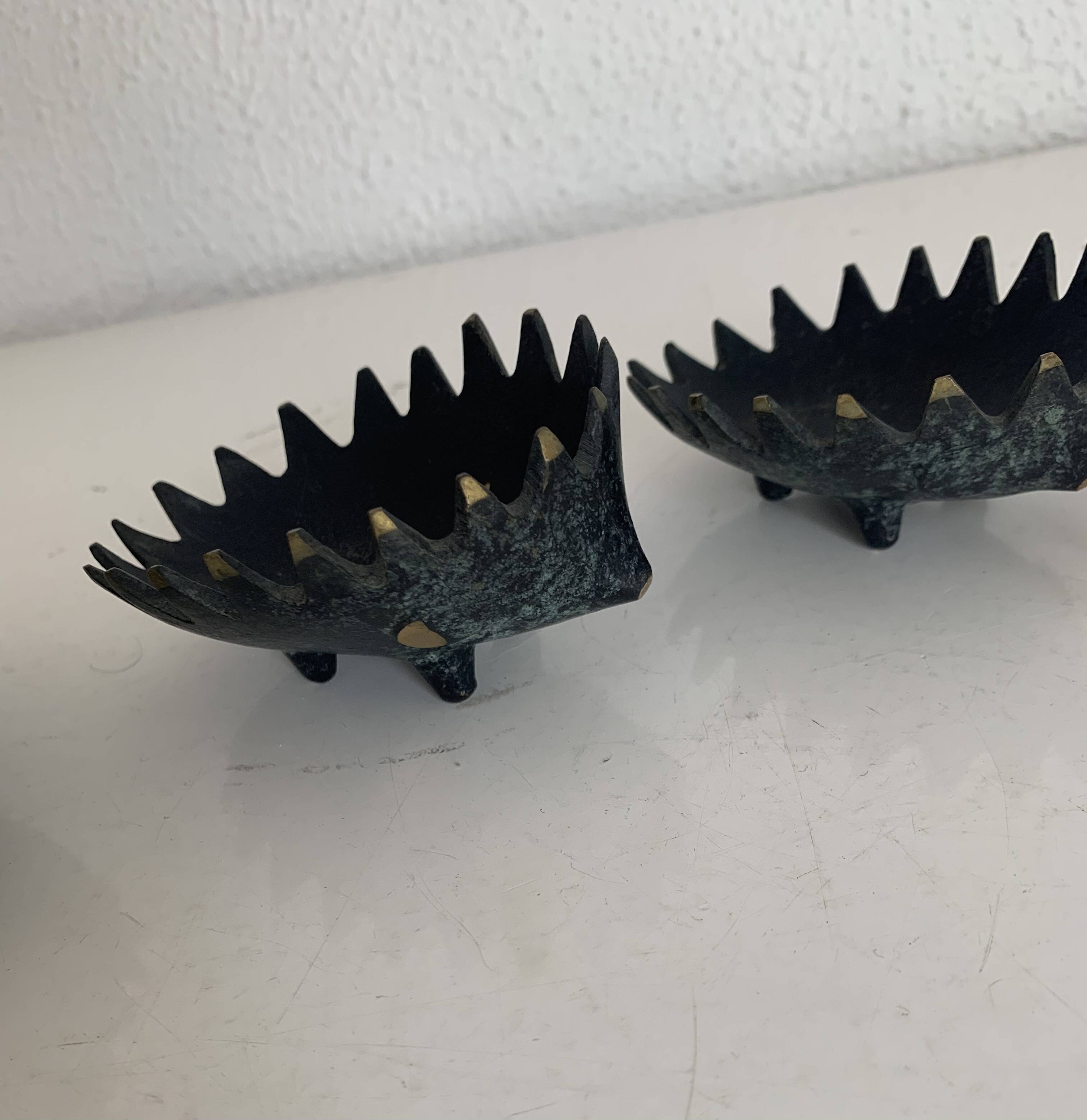 Vintage 1950 hedgehog ashtrays by Walter Bosse for Hertha Baller