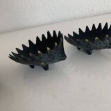 Vintage 1950 hedgehog ashtrays by Walter Bosse for Hertha Baller