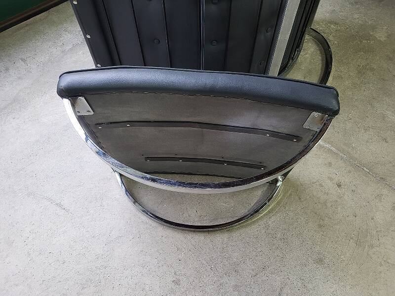 19th century rocking chair + footrest in skyl and chrome metal