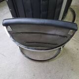 19th century rocking chair + footrest in skyl and chrome metal