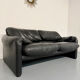 Canapé maralunga design design Vico MAGISTRETTI Cassina en cuir noir