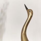 Grand héron en bois et laiton