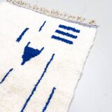 Beni Ouarain Berber rug with Majorelle blue patterns, 1.45x1.04m
