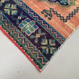 Tapis tribal vintage en laine, turc en détresse, 335x81 cm